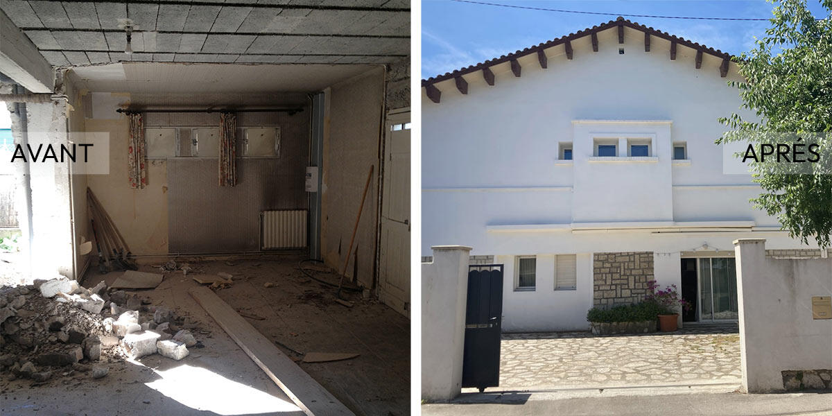 Avant-Aprés, Mutation garages de villa en logement privatif T3 **Montpellier**